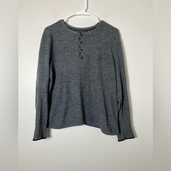 Rag & Bone Pullover Sweater Women’s Sz L Gray 1/4 Button Long Sleeves Casual‎ - Picture 1 of 8